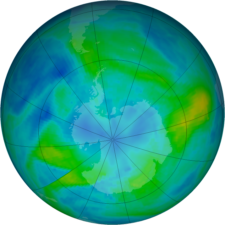 Antarctic ozone map for 10 April 1987